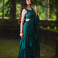 Green Satin Pre Draped Plazzo Saree by Dorie