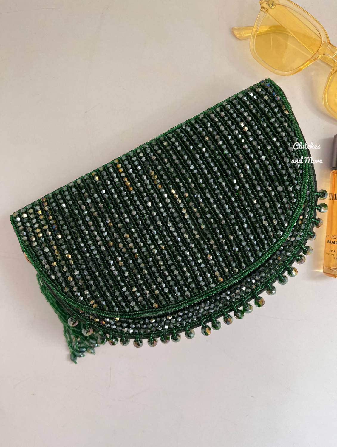 Half Moon Crystal Bag Green