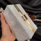 Rhinestone Box clutch Silver