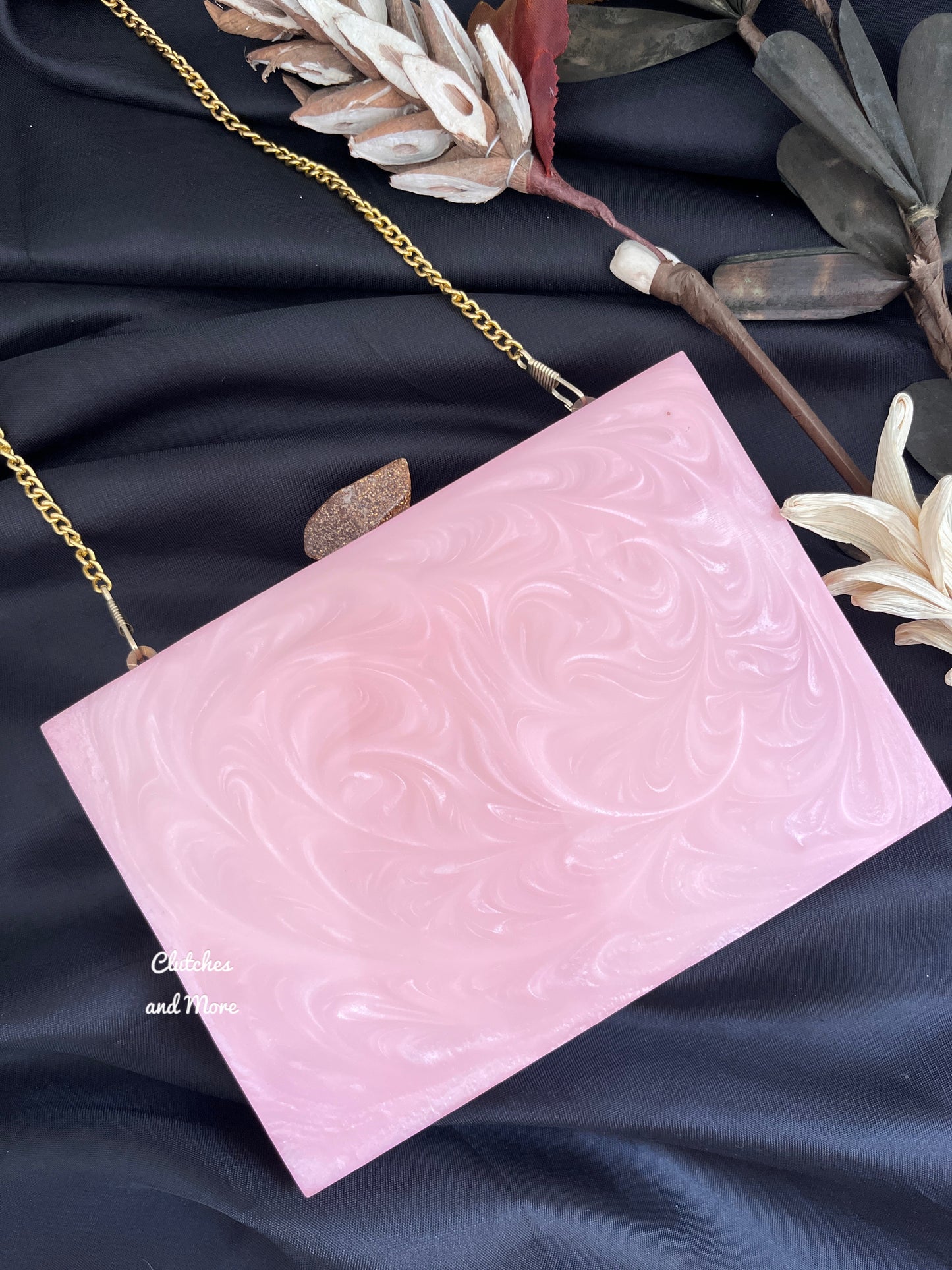 Baby Pink Resin clutch with Name