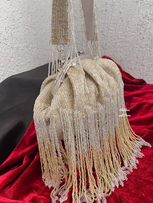 Silver Long Tassle Batua Bag