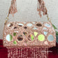 Cylindrical Mirror Bag with Tassles Rose Gold