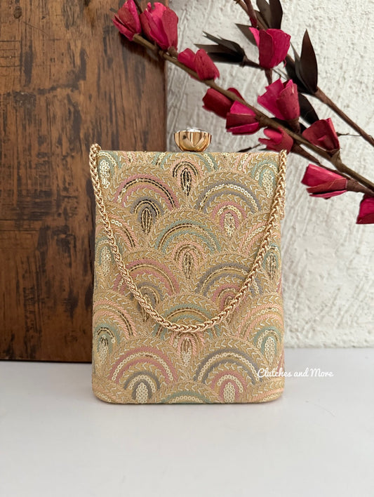 Ibadat Chikankari Bag Gold