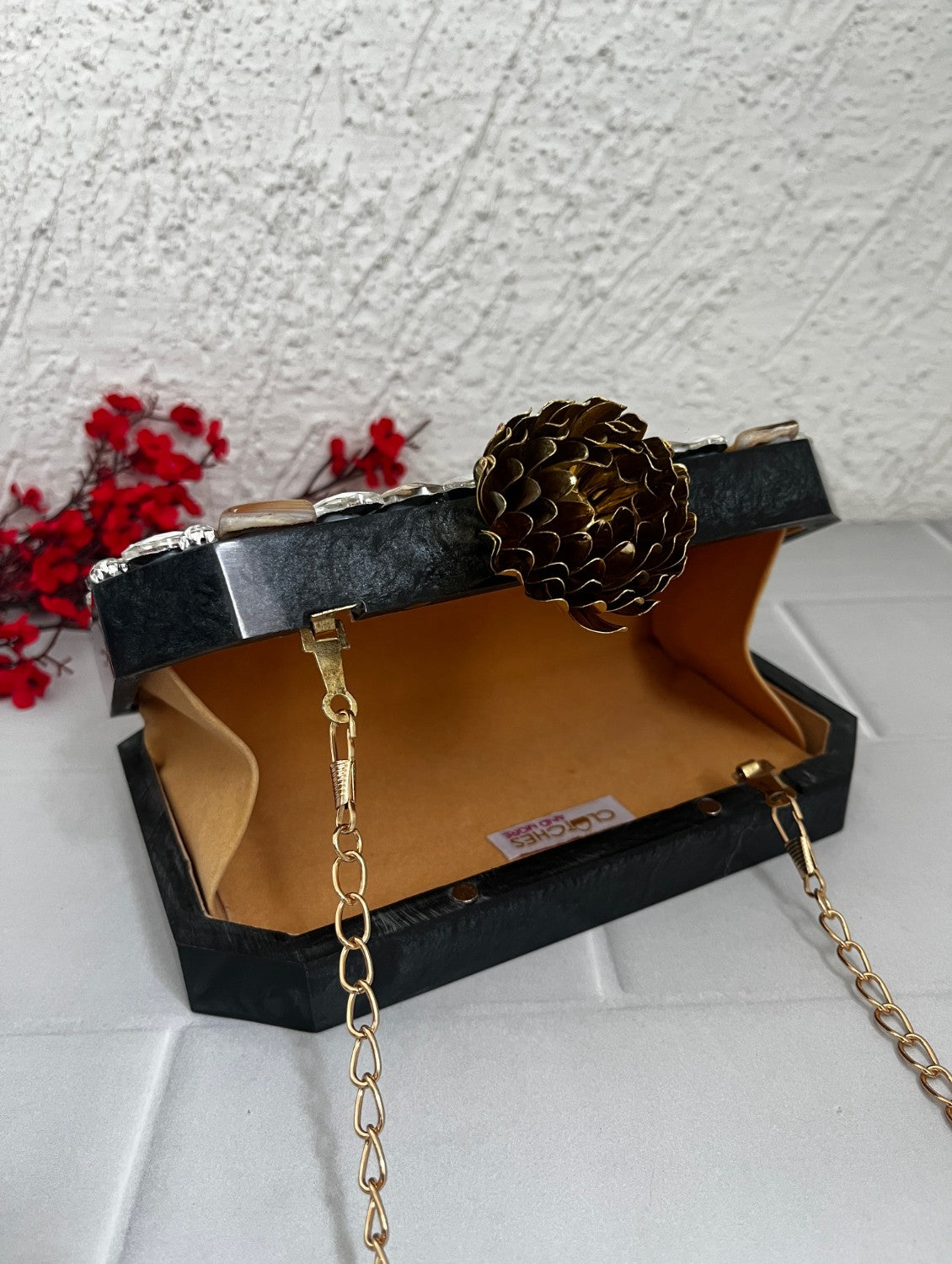 Black Resin Octagon Clutch