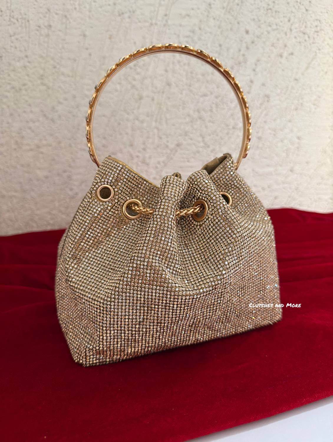 Rhinestone Bucket Bag Gold