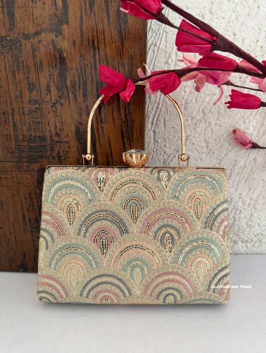 Rainbow Chikankari Bag Ivory
