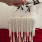 White Pearl Tassle Clutch
