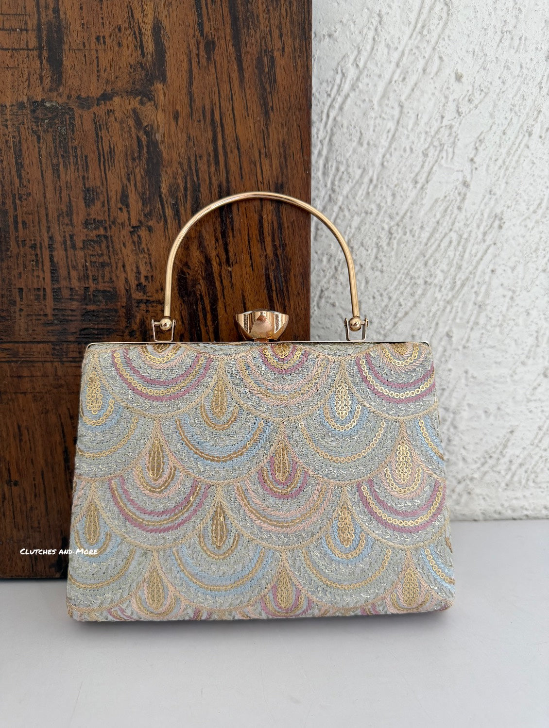 Rainbow Chikankari Bag Blue