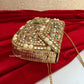 Kasika Kundan Brass Clutch Pearl Multicolored