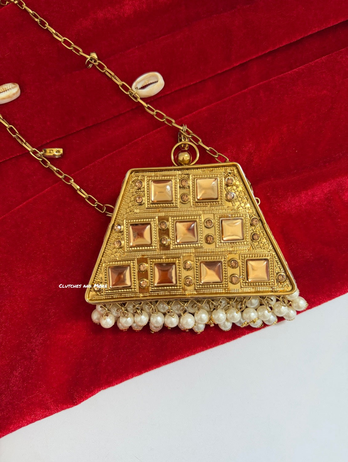 Mini MOP Brass Clutch Gold