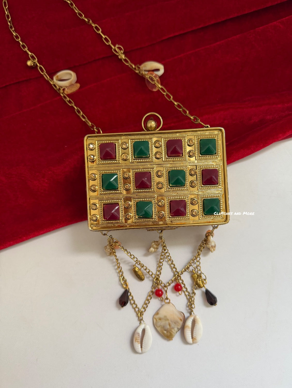 Mini MOP Brass Clutch Multicolored