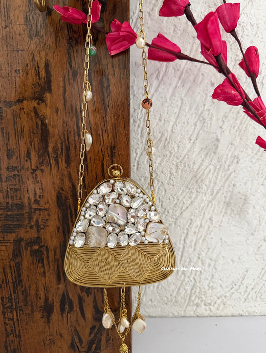 Mini Mother of Pearl Clutch Gold