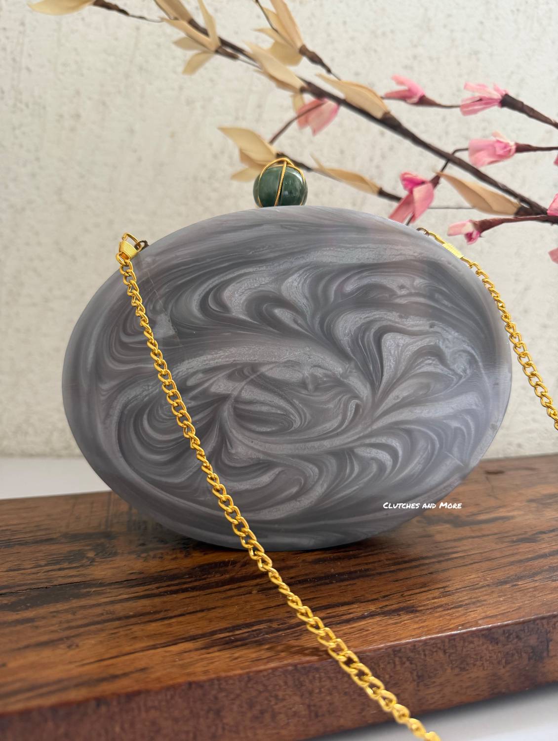 Moonstone Royal Resin Clutch Grey