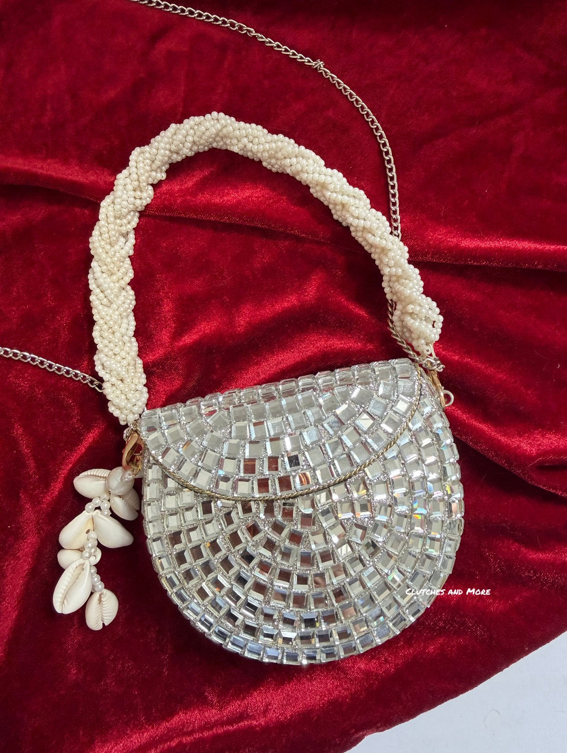 Boho Silver Mini Shell Bag