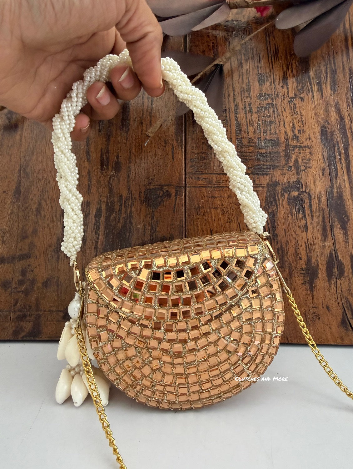 Boho Gold Mini Shell Bag