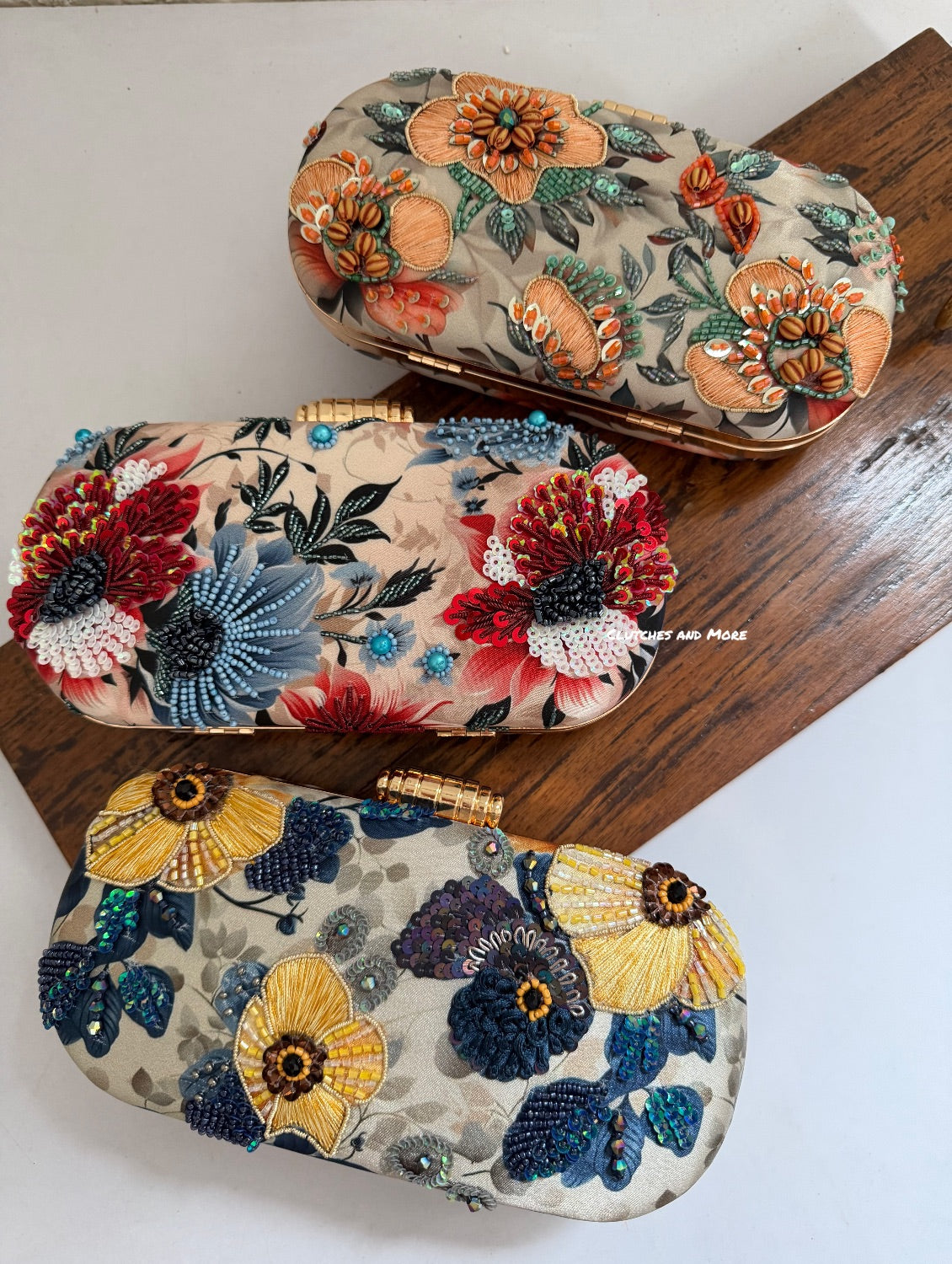 Poppy Floral Capsule Clutch Yellow Blue