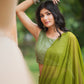 Green Georgette Pre Draped Sharara Saree by Dorie