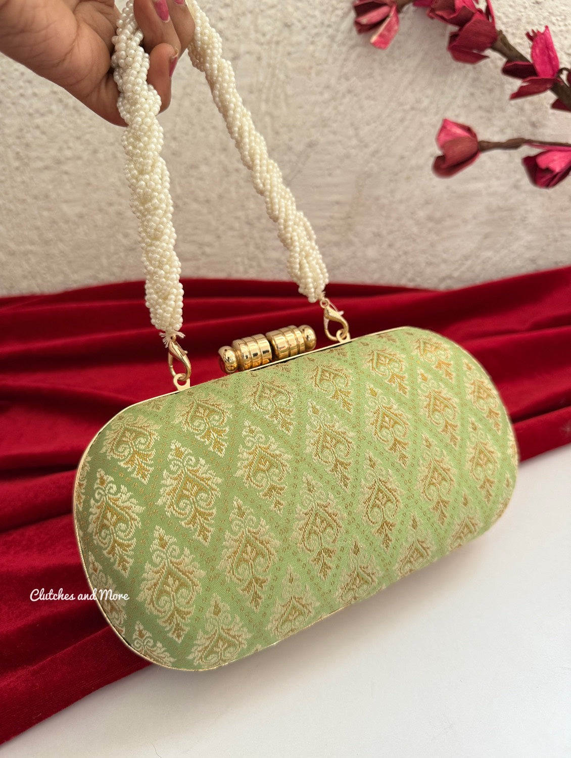 Adaa Banarsi Clutch Light Green