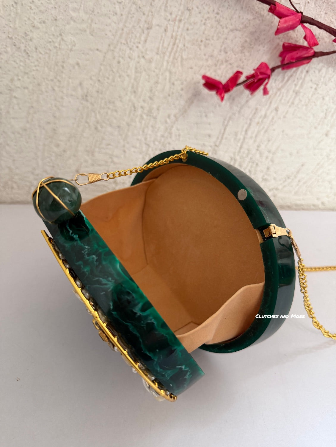 Moonstone Royal Resin Clutch Green