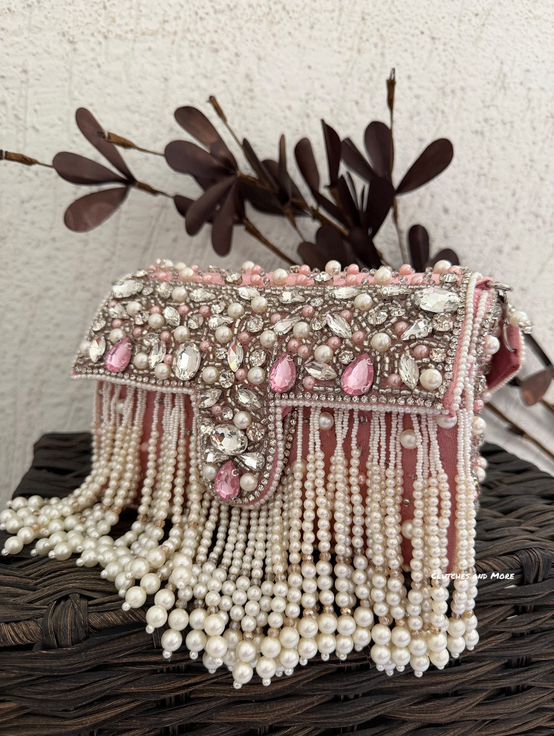 Premium Tassle Box clutch Pink