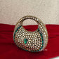 Kiana Kundan Clutch Mini Green Gold