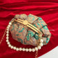 Banarsi Batua Bag Grey Blue Floral