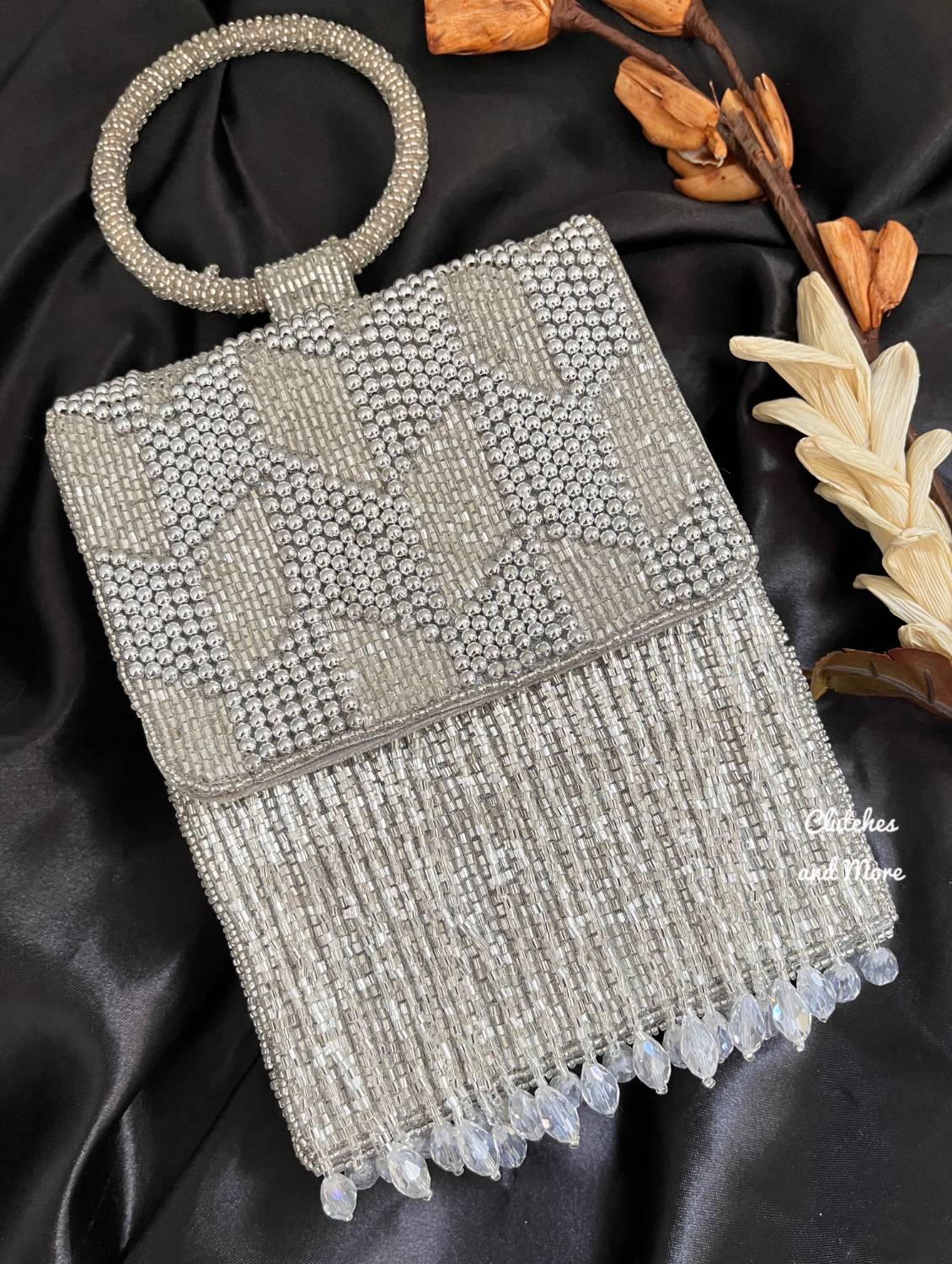 Anarkali Flap Clutch Silver