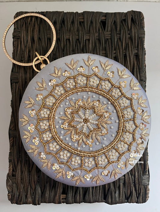 Chakra Grey Round Clutch