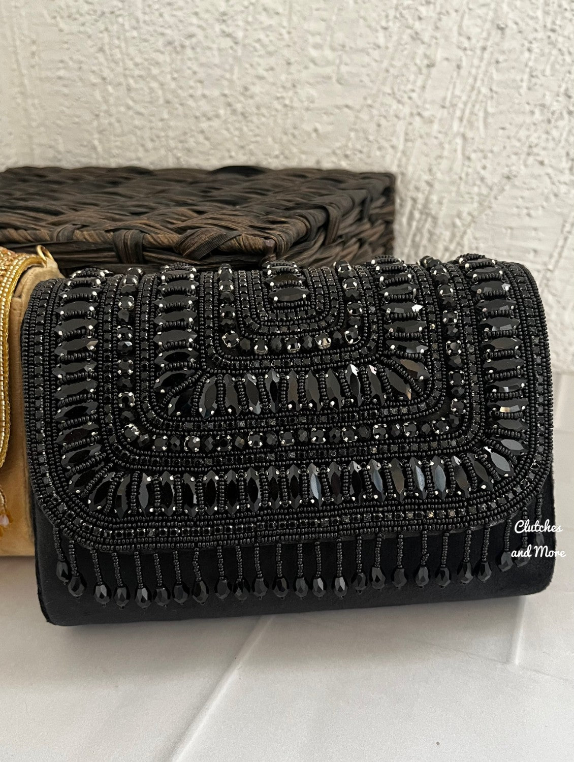 The London Clutch | Black Croc-Effect | DeMellier