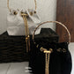 Black Bucket Bag with Handle