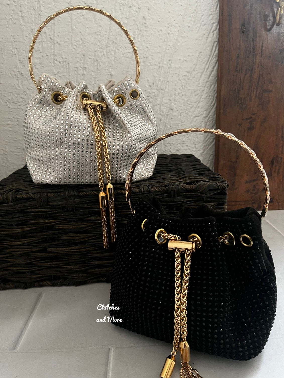 Black Bucket Bag with Handle