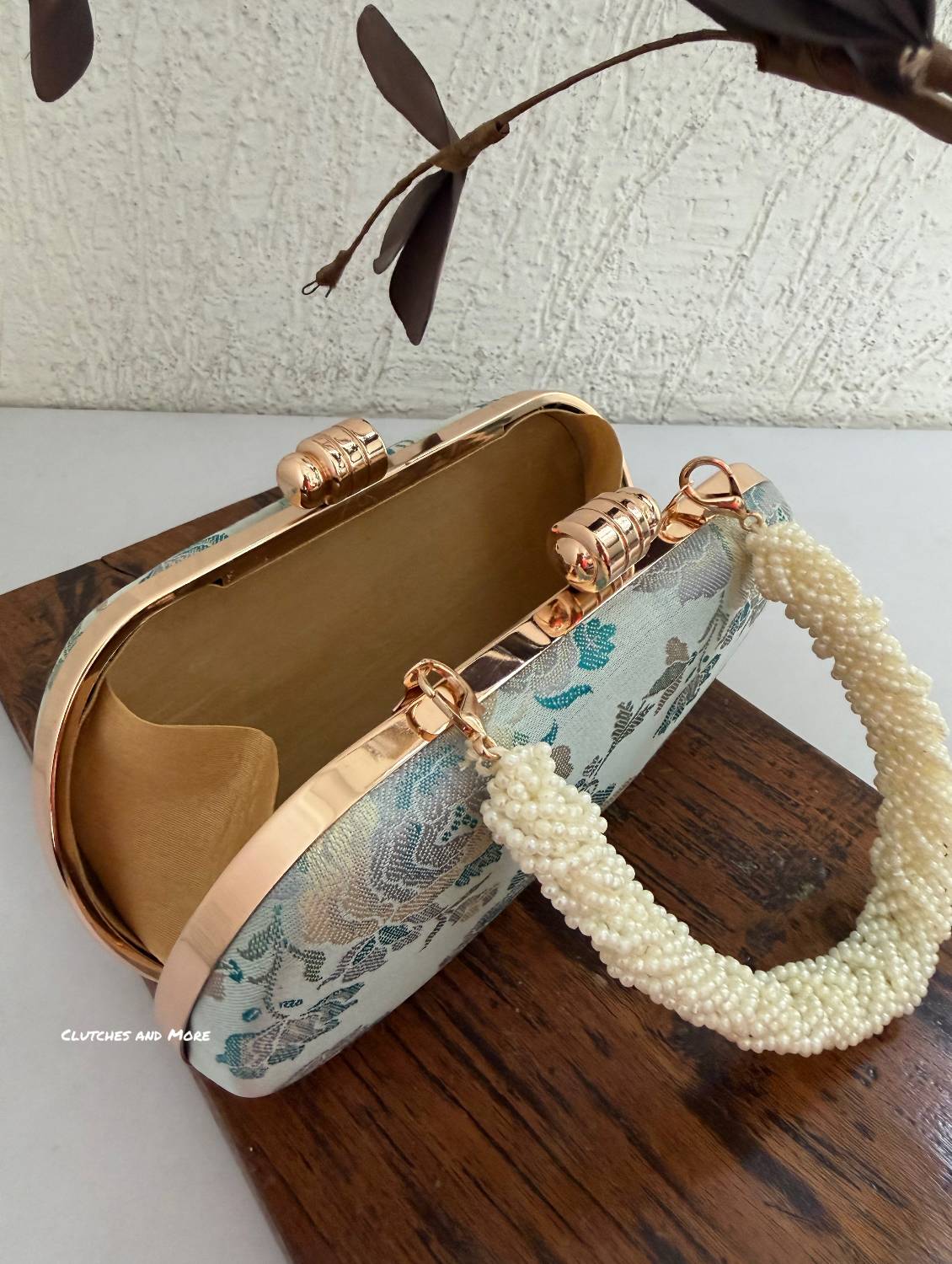 Adaa Banarsi Clutch Blue Floral