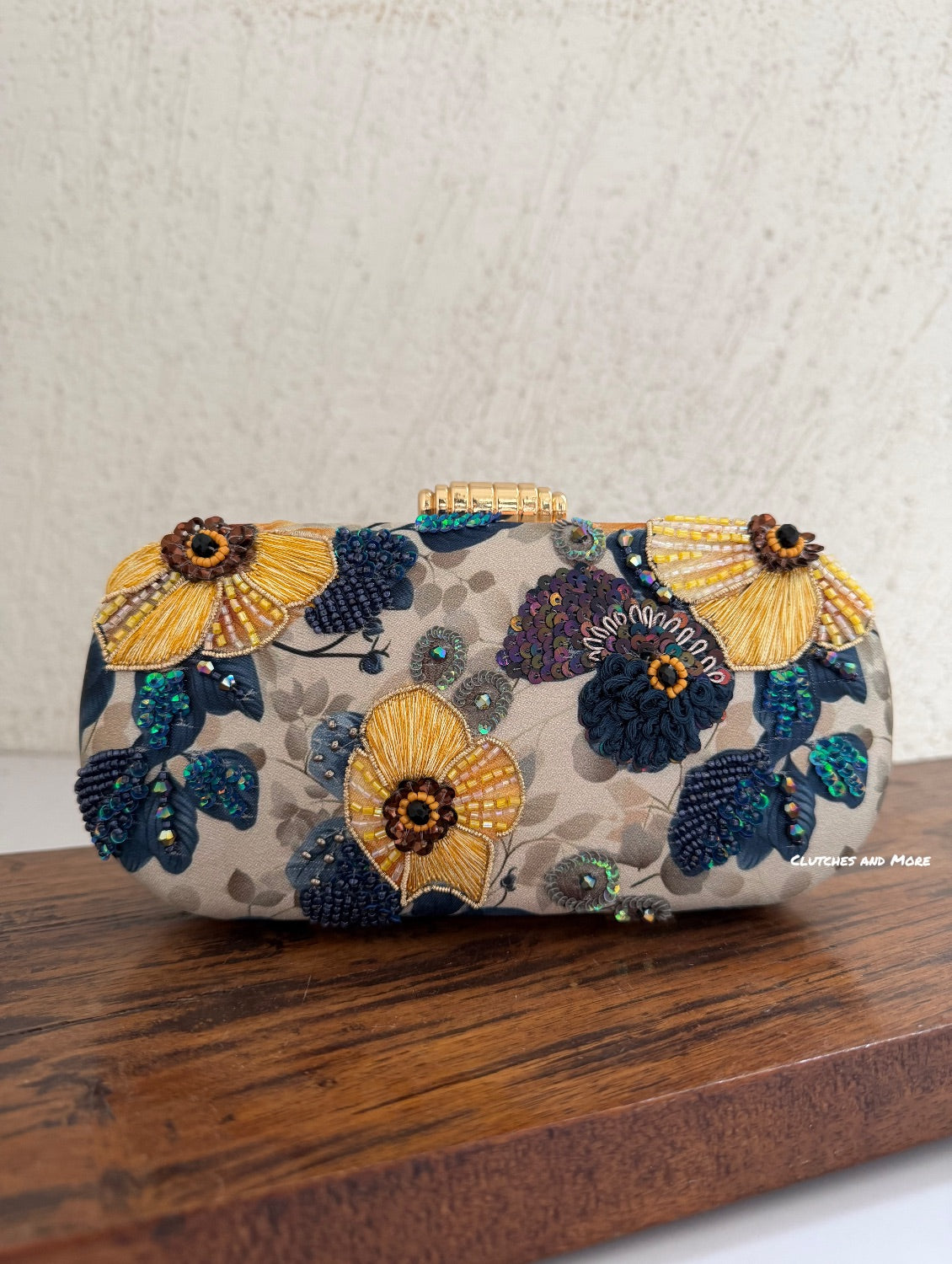 Poppy Floral Capsule Clutch Yellow Blue
