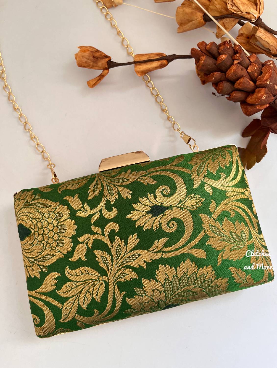 Kala Banarsi Clutch Green