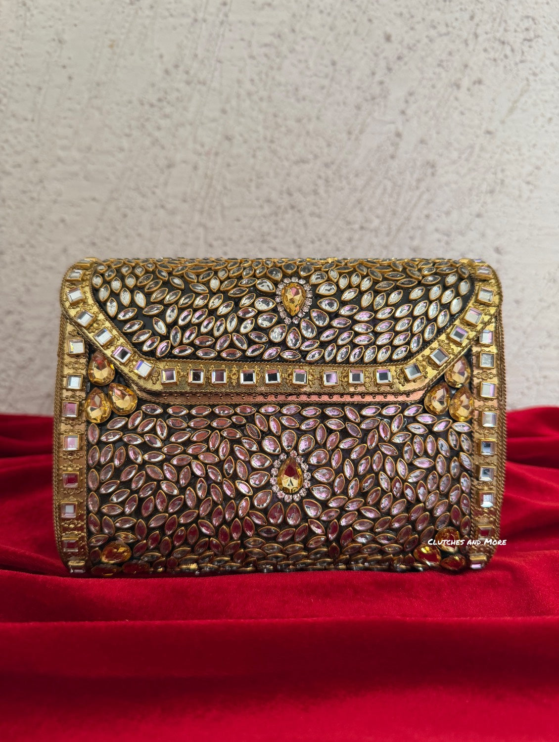 Kasika Kundan Brass Clutch Gold Nude