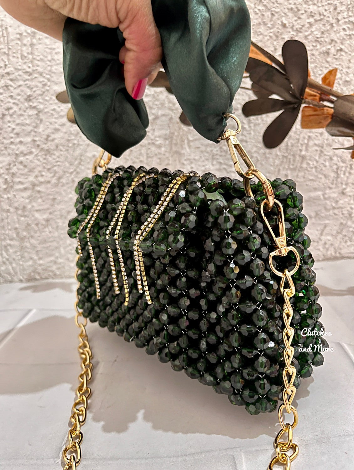 Celebrity Edit Crystal Bag Green