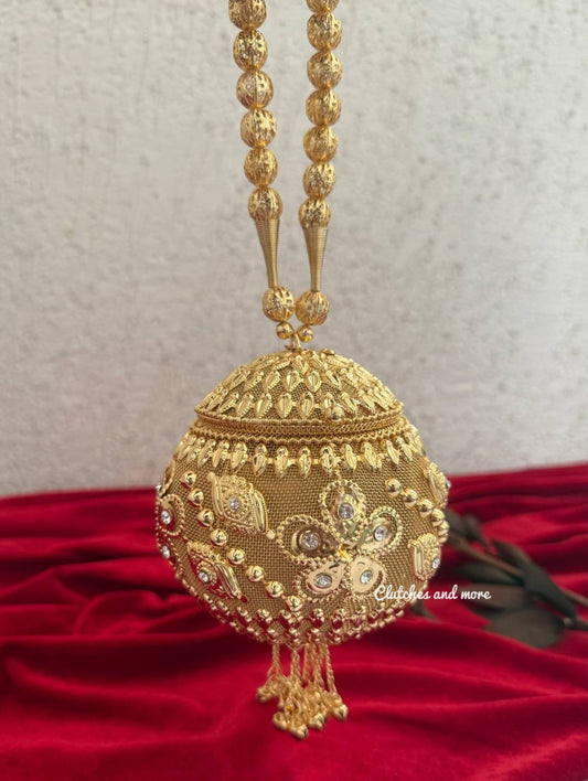 Mini Metal Potli Bag Gold