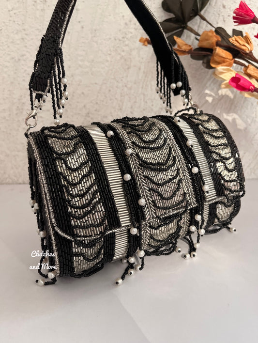 Black Silver Flap Bag