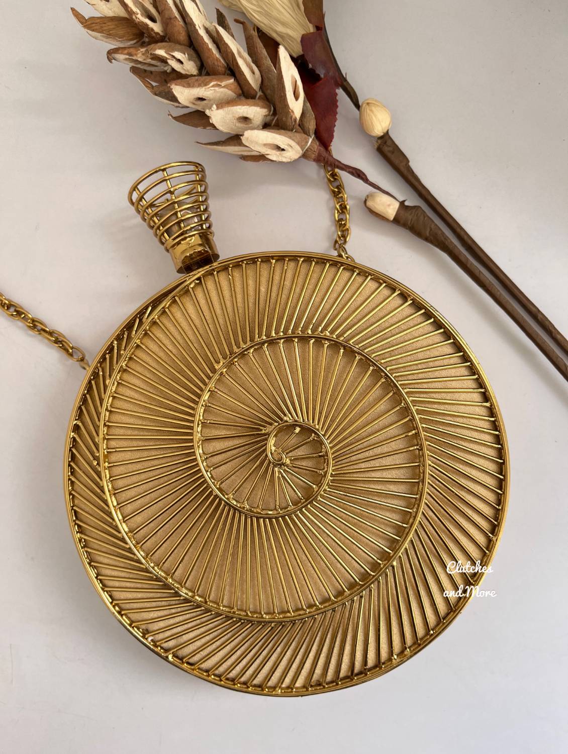 Spiral Mother of pearl Gold Clutch