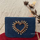 Denim Heart Embellishment Flap Bag