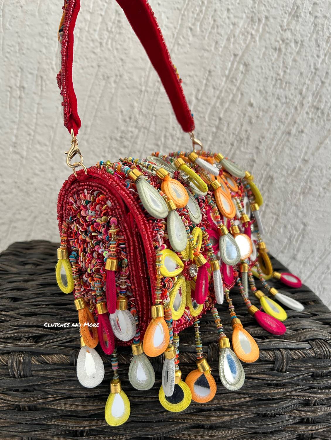 Mirror Flap Bag Multicolored ( Red Base )
