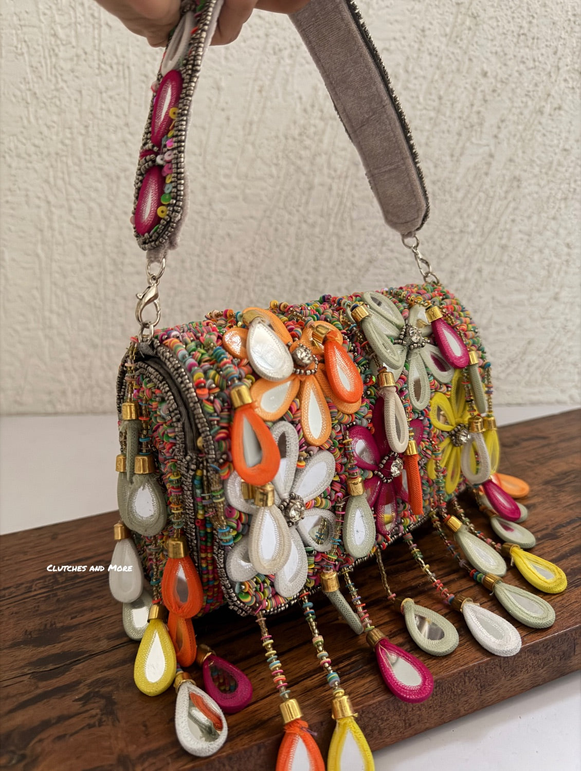 Mirror Flap Bag Multicolored  (Silver base)
