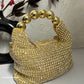 Rhinestone Gold Bag With Pearl Handle
