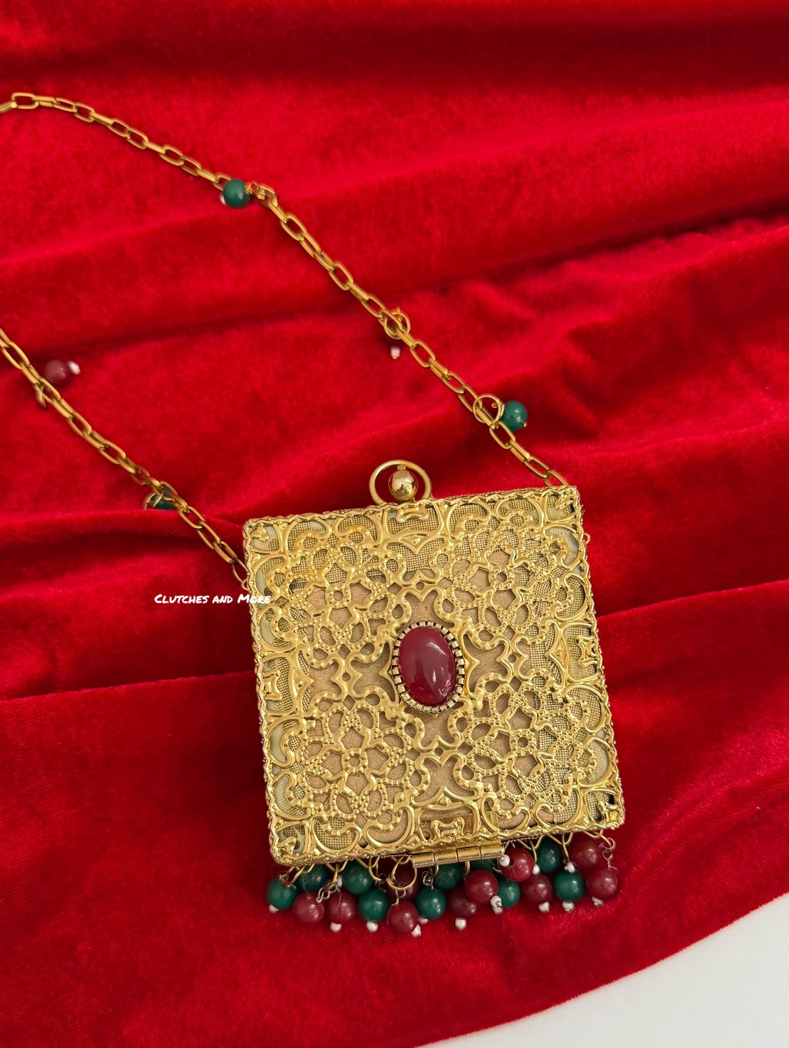 Mumtaz Mini Metal Jaal Bag Gold Multi