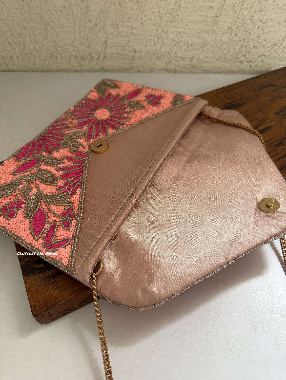 Peach floral Envelope Bag