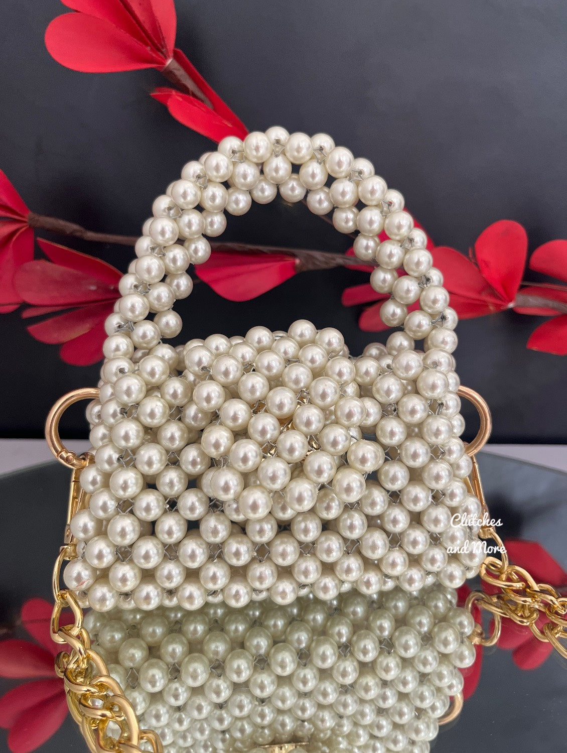 Mini Metallic Pearl Sling White