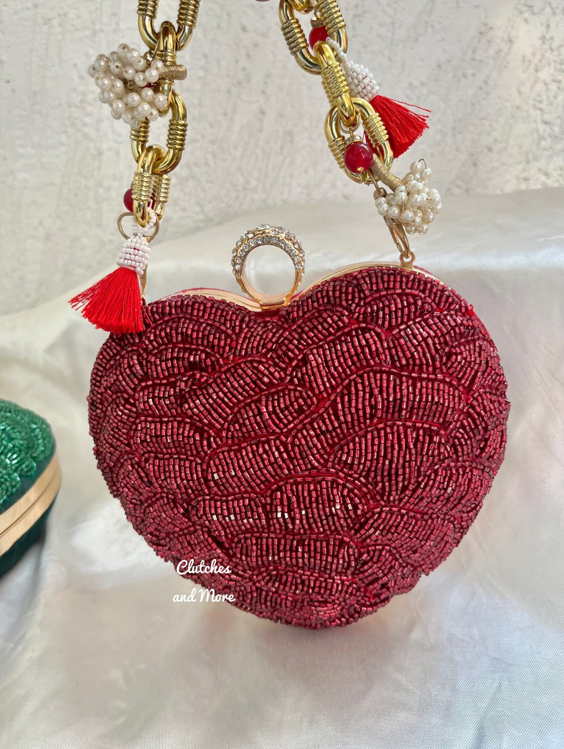 Love Affair Heart Clutch Maroon