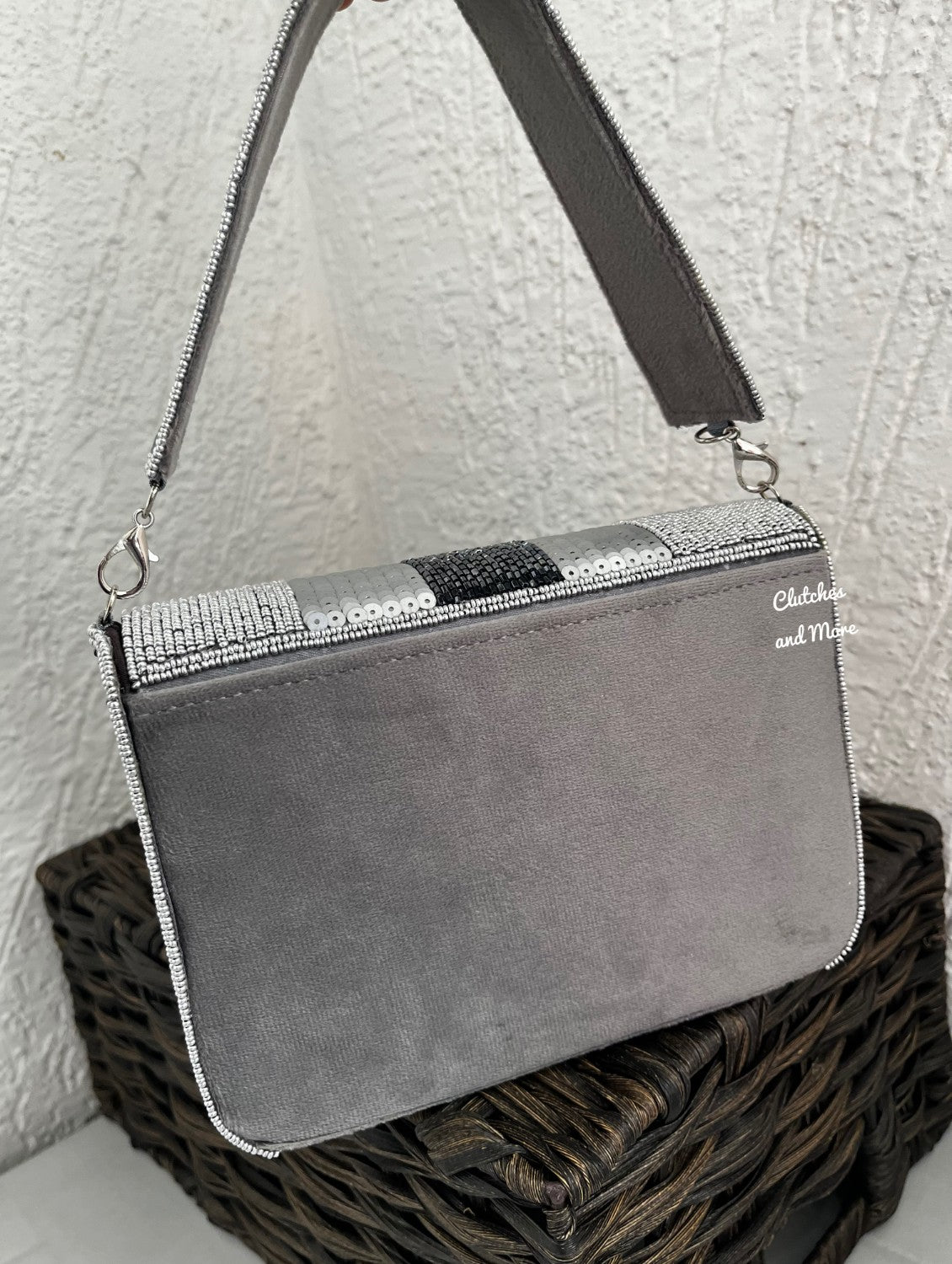 Silver Grey Flap Bag