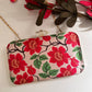 Poppy Red and Grey Floral Clutch