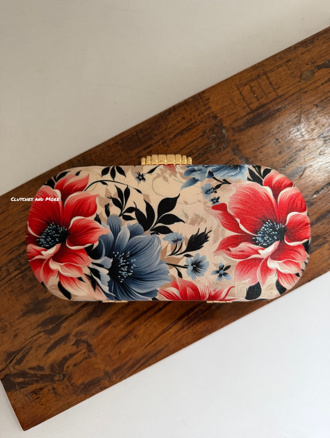 Poppy Floral Capsule Clutch Red Blue Multicoloured